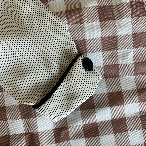 Jones New York 100% Silk Polka Dot Cream Blazer with Black Trim - Picture 6 of 11